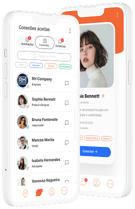 Tela do app de conexões e perfil