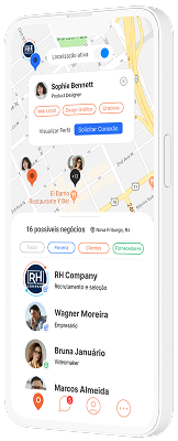 Tela do app com recomendações no mapa